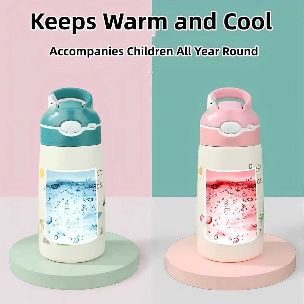 400ML Children Thermos Water Bottle Kids Thermos Mug Baby Duck Billed Straw 316 Stainless Steel Vacuum Flasks Tumbler Thermo Cup