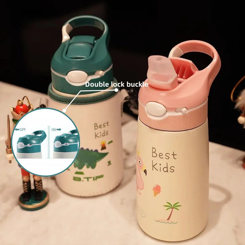400ML Children Thermos Water Bottle Kids Thermos Mug Baby Duck Billed Straw 316 Stainless Steel Vacuum Flasks Tumbler Thermo Cup