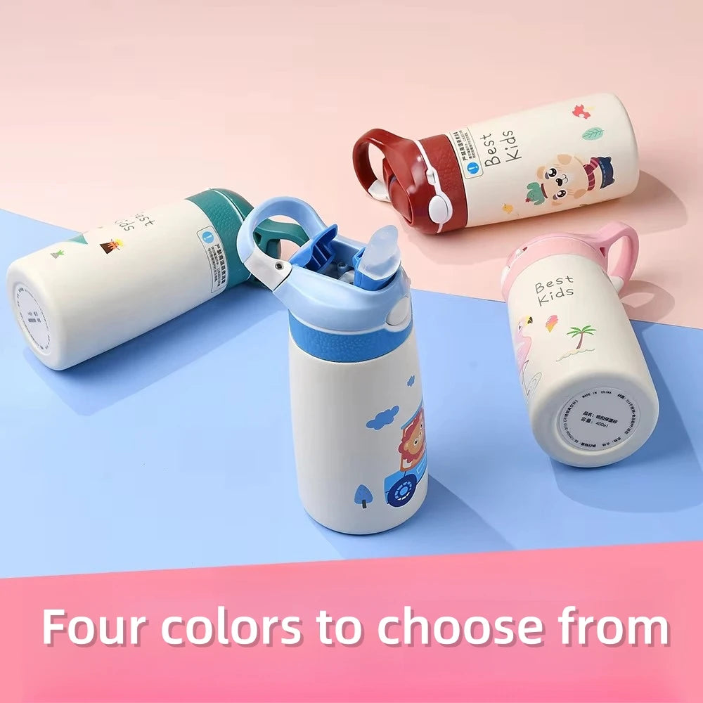 400ML Children Thermos Water Bottle Kids Thermos Mug Baby Duck Billed Straw 316 Stainless Steel Vacuum Flasks Tumbler Thermo Cup