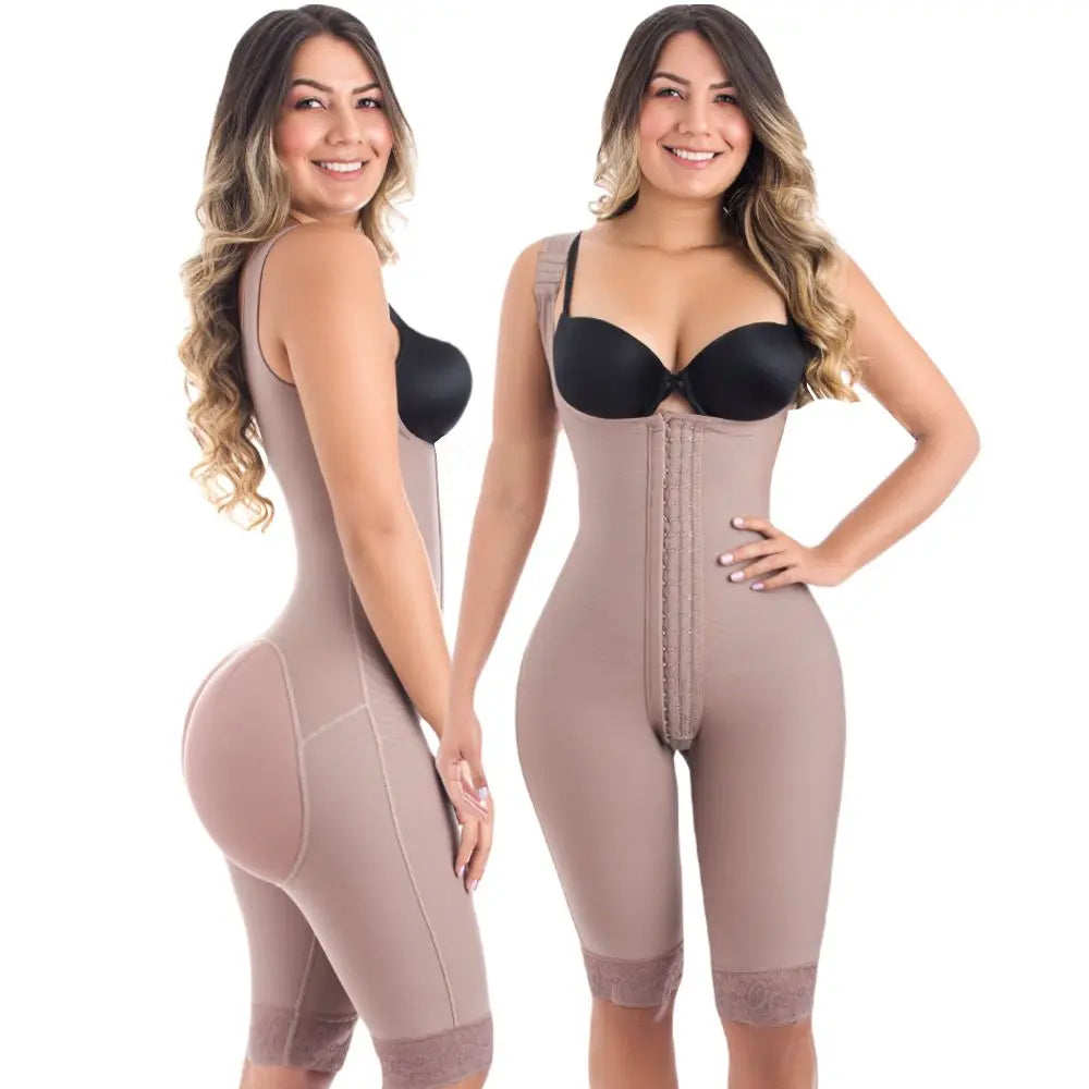 Fajas Colombianas Compression Fabric Abdominal Control Adjustable Shoulder Clasps And Buttock Butt Lifter Slimming Body Shaper