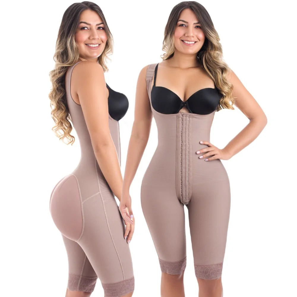 Fajas Colombianas Compression Fabric Abdominal Control Adjustable Shoulder Clasps And Buttock Butt Lifter Slimming Body Shaper