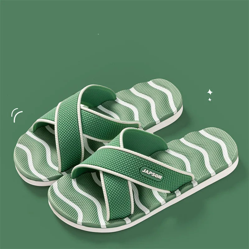 Summer Slippers Men Flat Slides Fashion Green Men's Slippers Indoor House Shoes Unisex Non-slip Bathroom Slippers Home pantuflas