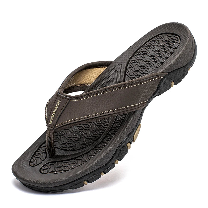 Summer PU Leather Slippers Men Flip Flops Beach Shoes Chanclas Hombre Playa Tong Homme Infradito Uomo Plus Big Size 49 50 51 52