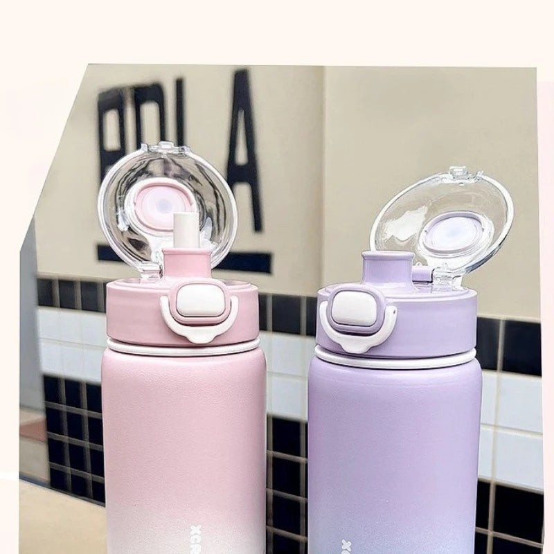 800ml Thermos Water Bottle Straw Cup Stainless Steel Car Thermal Sports Water Cup Large Capacity Cold and Hot Thermal Travel Mug