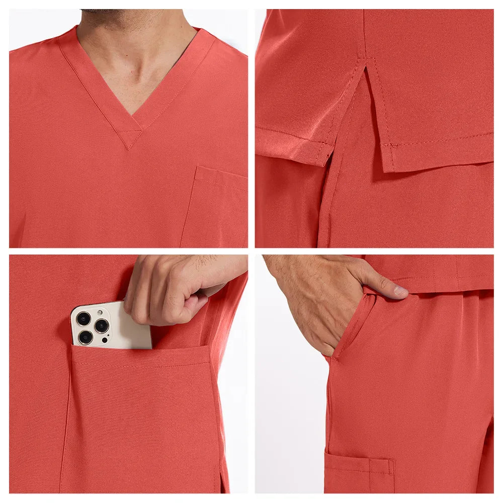 Slim Fit Men Medical Uniforms Women Scrubs Sets Doctors Nurses Accessories Dental Clinic Beauty Salon Spa Workwear Clothes Suits