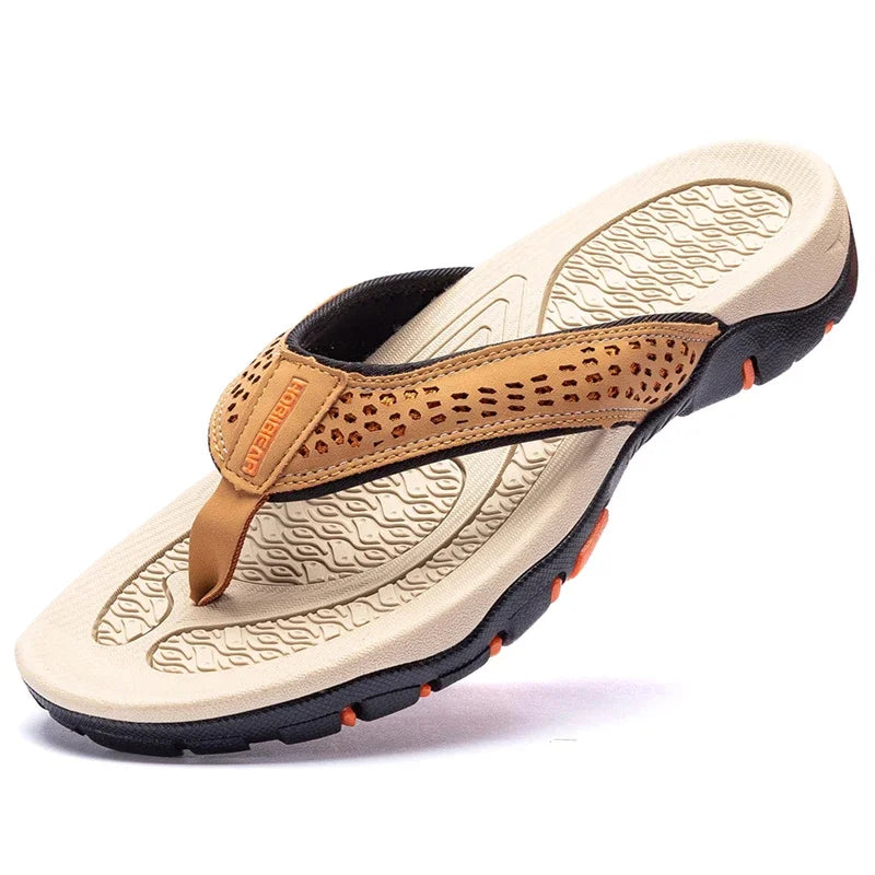 Summer PU Leather Slippers Men Flip Flops Beach Shoes Chanclas Hombre Playa Tong Homme Infradito Uomo Plus Big Size 49 50 51 52