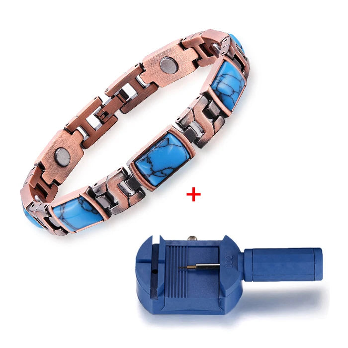 Magnetic Bracelets for Women copper Bracelets Turquoise Magnetic Therapy Bracelets Jewelry Gift with Adjustable size tool