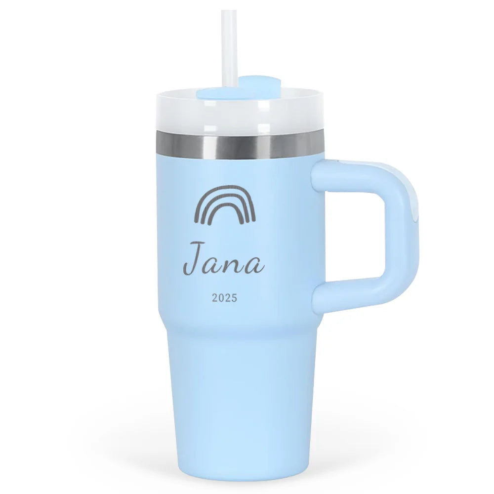 414ml Custom Thermal Water Bottle With Straw Stainless Steel coffee thermos Keeps Cold  Thermos water bottle personalized gifts