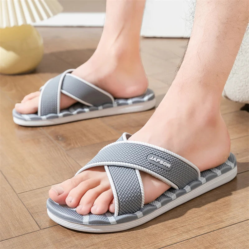 Summer Slippers Men Flat Slides Fashion Green Men's Slippers Indoor House Shoes Unisex Non-slip Bathroom Slippers Home pantuflas