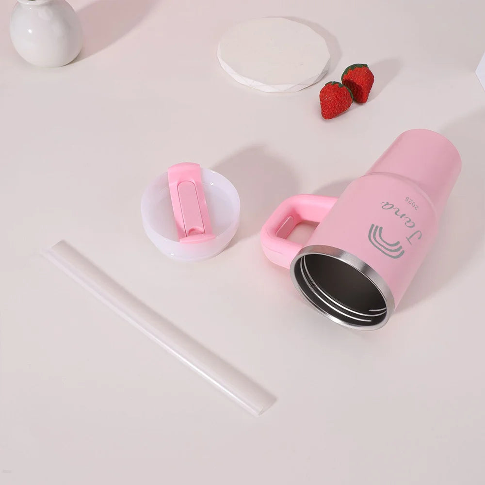 414ml Custom Thermal Water Bottle With Straw Stainless Steel coffee thermos Keeps Cold  Thermos water bottle personalized gifts