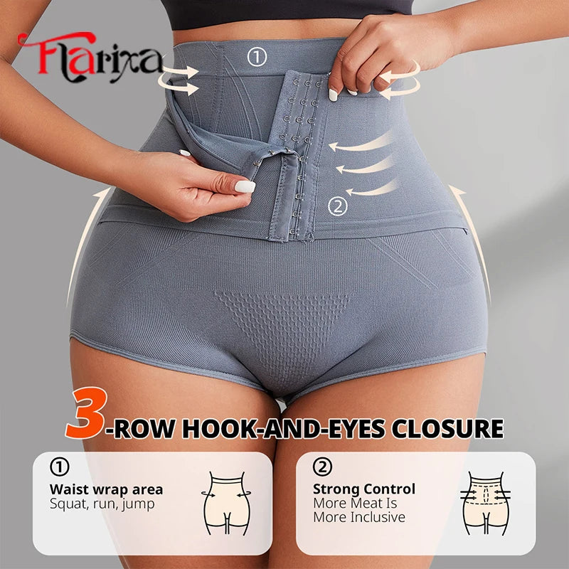 Flarixa Waist Shaper Tummy Slimming Women Panties Fajas With Hooks Seamless High Waist Shapewear Butt Lifter Body Shaper Briefs