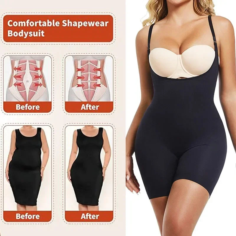 Dimmkof Back Fat Smooth Boyshort Fajas Adjustable Straps Shapewear Open Bust Fajas Colombianas Under Bust Body Shaper Panties