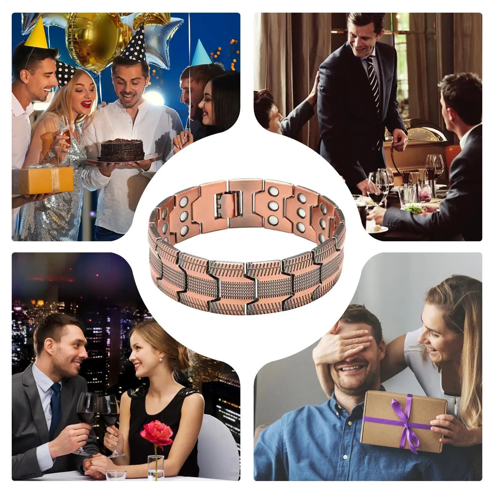 Copper Magnetic Bracelet for Men Mens Copper Bracelets Wristband Jewelry for Energy Health Benefits Exercise Activities Business