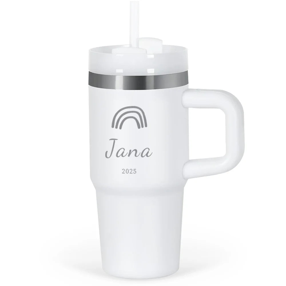 414ml Custom Thermal Water Bottle With Straw Stainless Steel coffee thermos Keeps Cold  Thermos water bottle personalized gifts