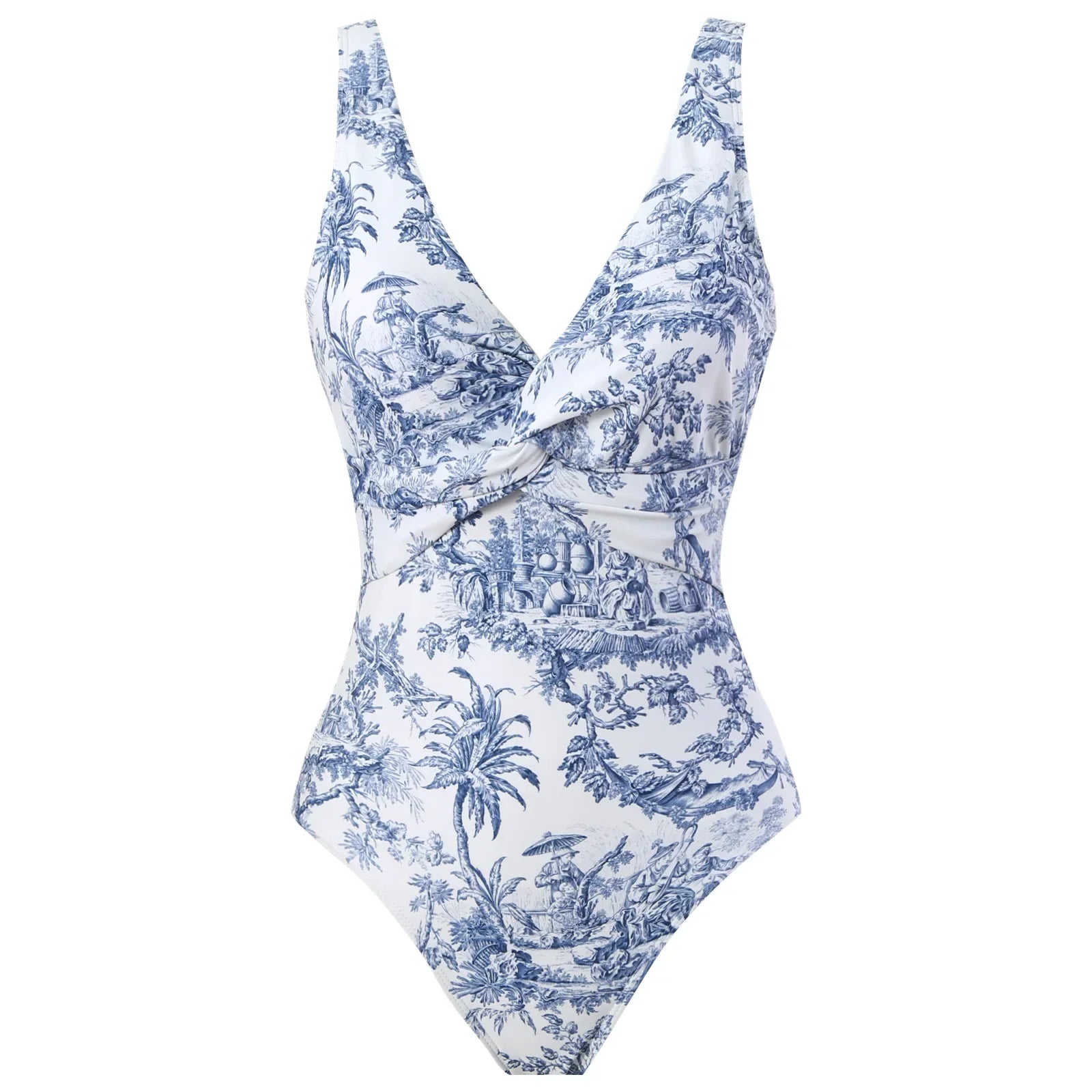 One-piece Bikini Set 2026 Women Floral Print V-neck Swimsuit Sexy High Waist Beach Skirt Bathing Suit Swimwear Summer Monokini