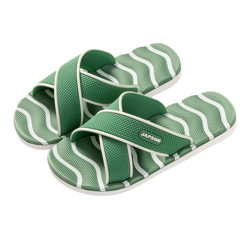 Summer Slippers Men Flat Slides Fashion Green Men's Slippers Indoor House Shoes Unisex Non-slip Bathroom Slippers Home pantuflas