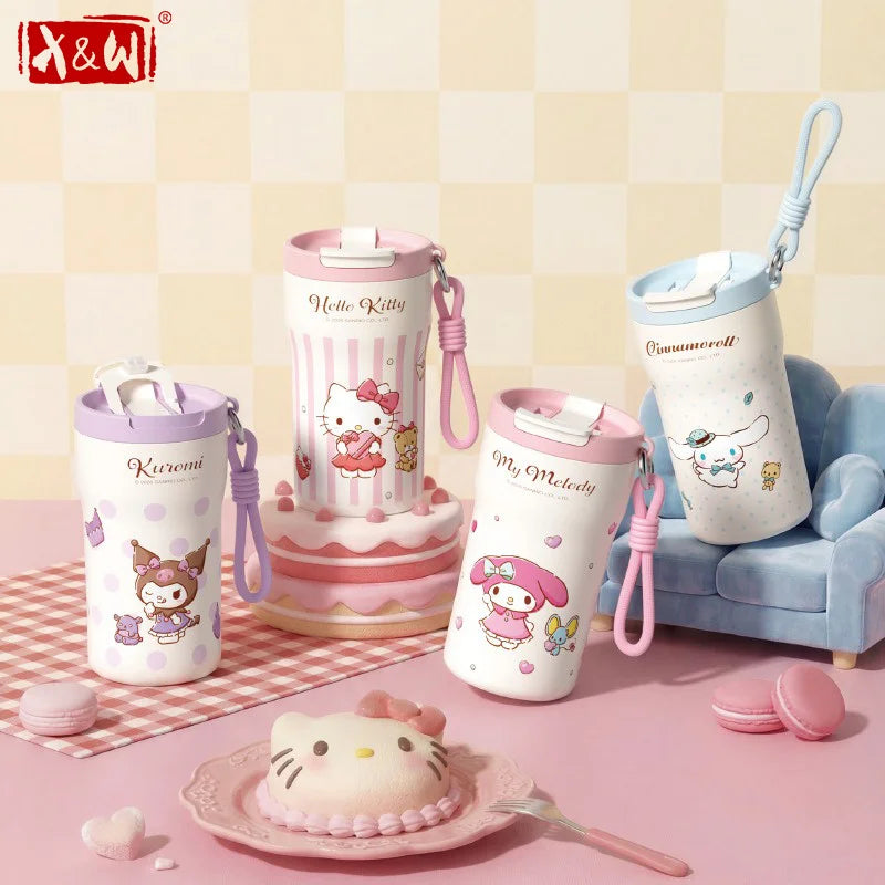X&W Sanrio Thermos Mug Stainless Steel Double-drinking Water Bottle Cartoon Thermal Cup Coffee Mug Keep Hot & Cold Insulated Cup