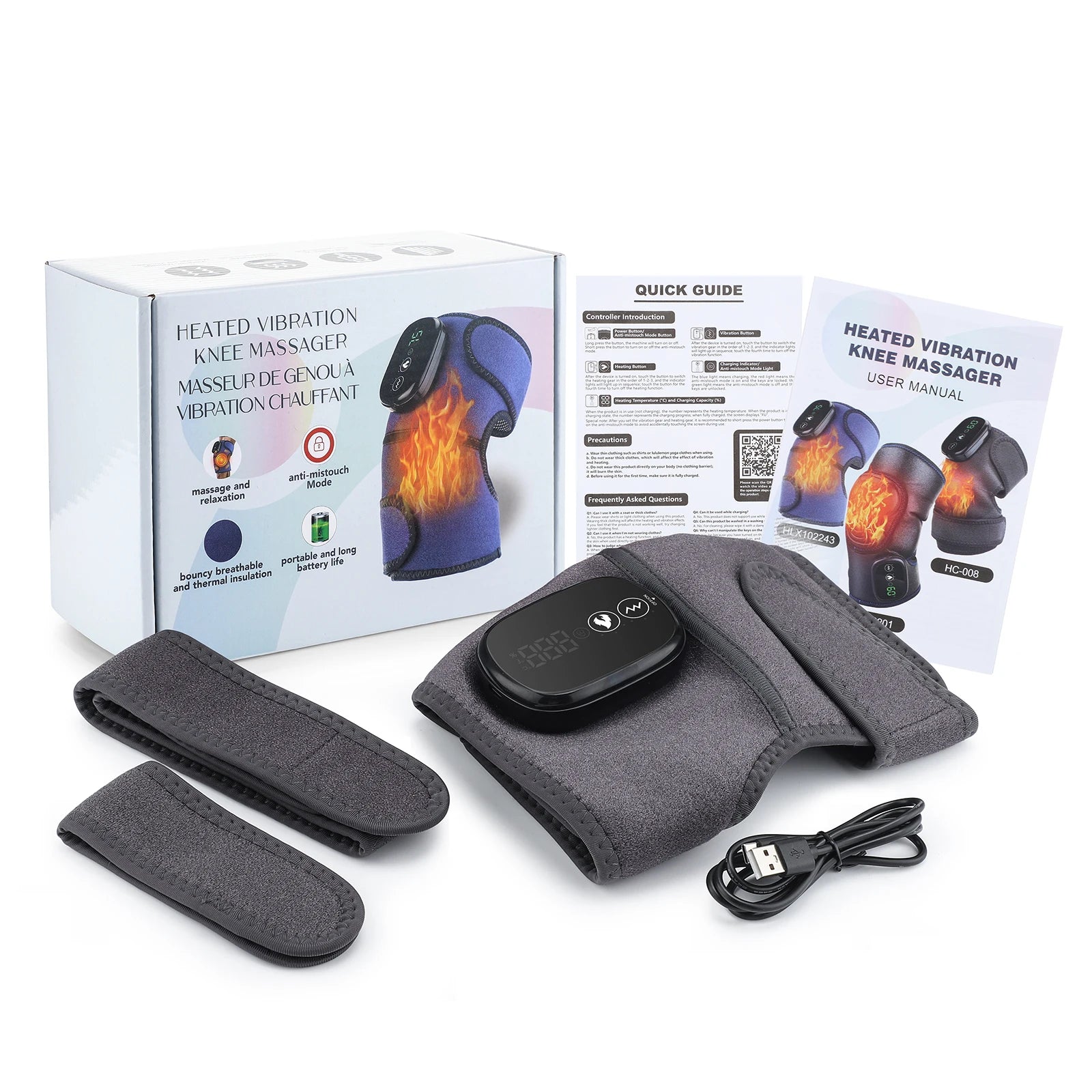 Electric Heating Knee Massager Far Infrared Joint Brace Support Vibrador Back Shoulder Massage Knee Pain Relief Massageador
