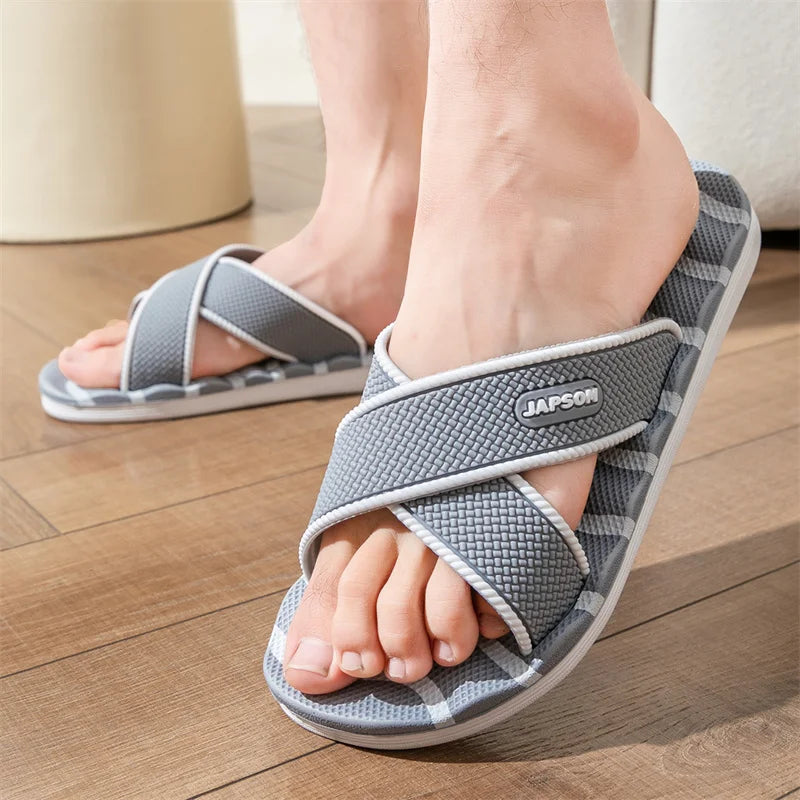 Summer Slippers Men Flat Slides Fashion Green Men's Slippers Indoor House Shoes Unisex Non-slip Bathroom Slippers Home pantuflas