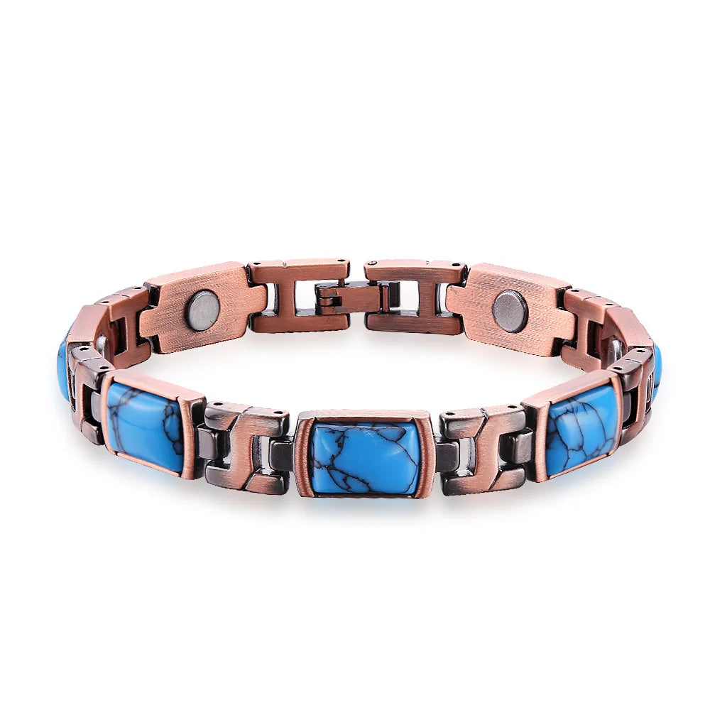 Magnetic Bracelets for Women copper Bracelets Turquoise Magnetic Therapy Bracelets Jewelry Gift with Adjustable size tool
