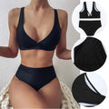 Women Solid Split Swimsuits Push Up Bar Patchwork Swimsuit Sexy Women'S Bikini Front Ruched High Rise Swimsuit Two Piece