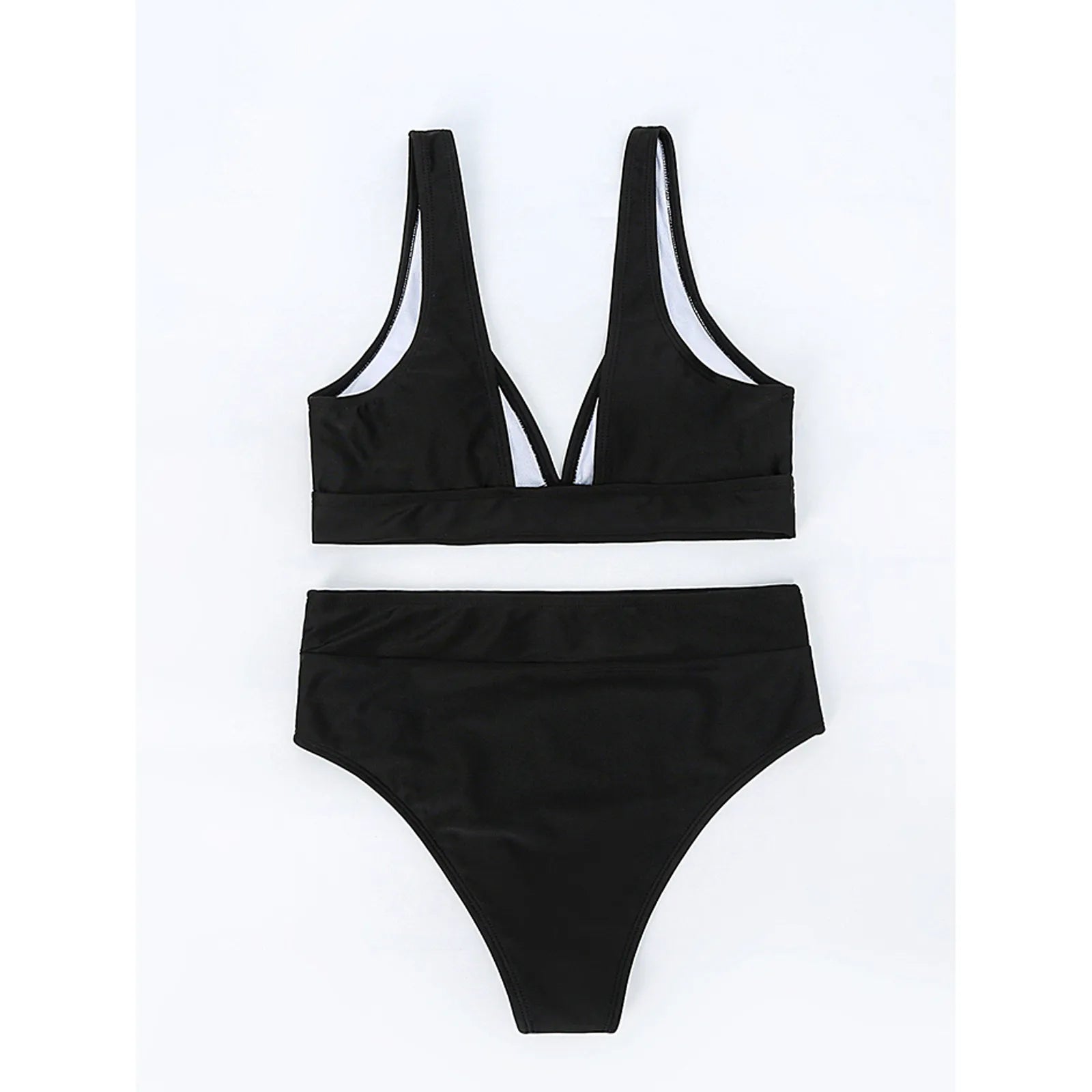 Women Solid Split Swimsuits Push Up Bar Patchwork Swimsuit Sexy Women'S Bikini Front Ruched High Rise Swimsuit Two Piece
