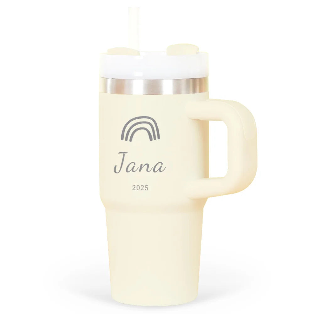 414ml Custom Thermal Water Bottle With Straw Stainless Steel coffee thermos Keeps Cold  Thermos water bottle personalized gifts