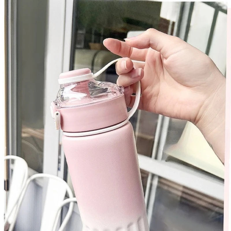 800ml Thermos Water Bottle Straw Cup Stainless Steel Car Thermal Sports Water Cup Large Capacity Cold and Hot Thermal Travel Mug