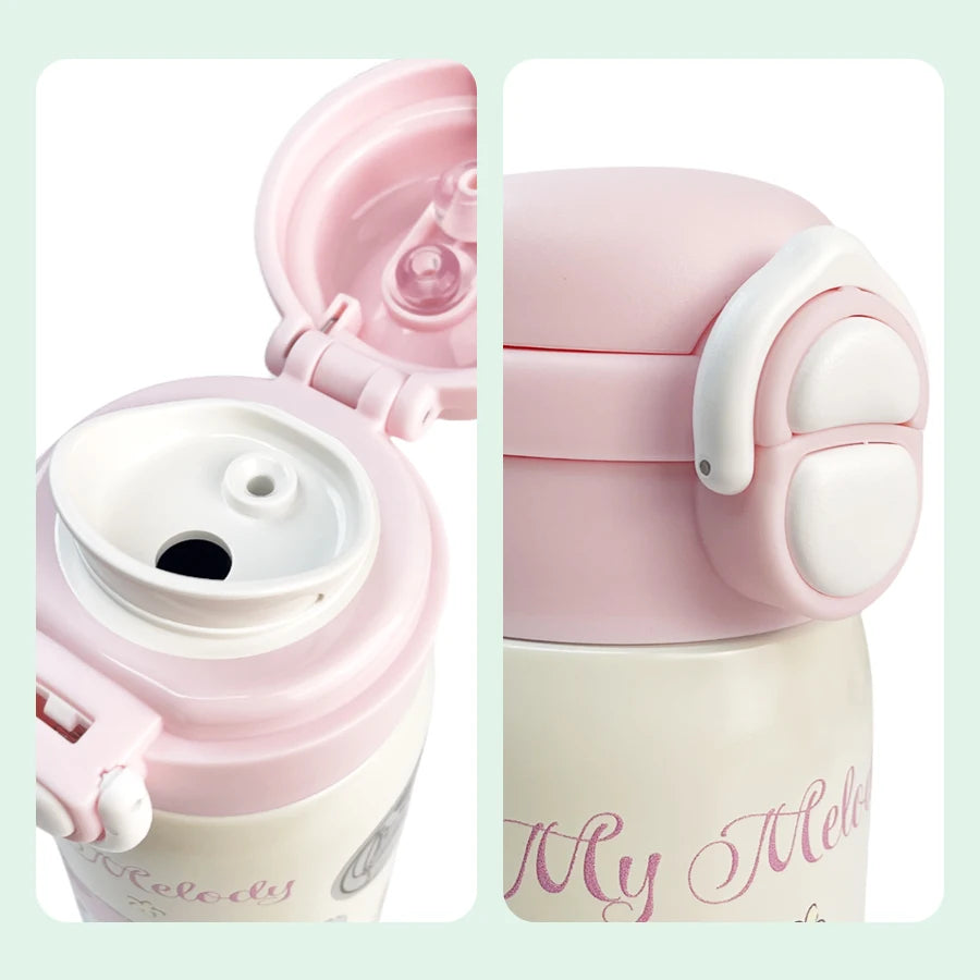 Sanrio Insulated Water Bottle 360ml Thermos Cup 304 Material Stainless Steel Double Drinks Lid Vacuum Hot Cold Holiday Gift
