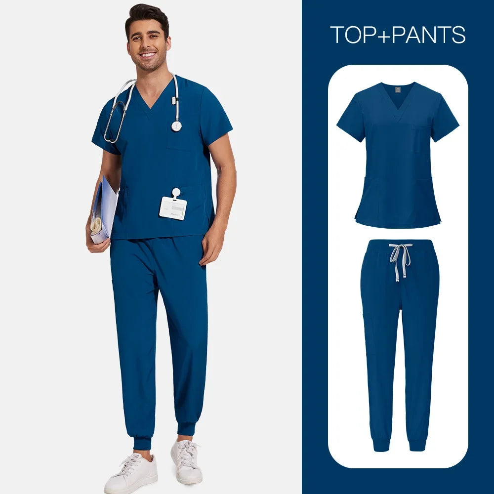 Slim Fit Men Medical Uniforms Women Scrubs Sets Doctors Nurses Accessories Dental Clinic Beauty Salon Spa Workwear Clothes Suits