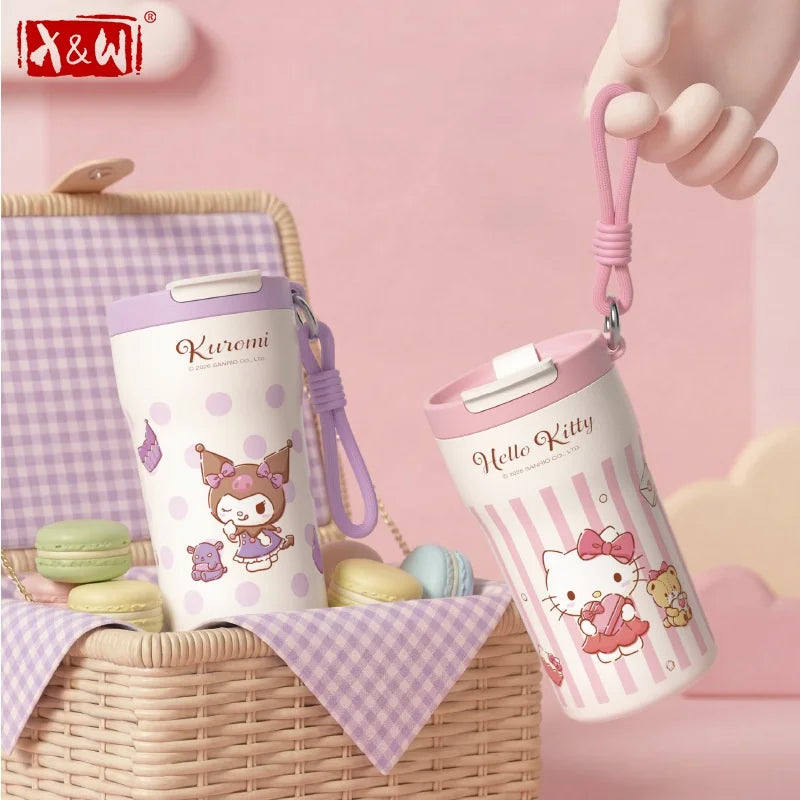 X&W Sanrio Thermos Mug Stainless Steel Double-drinking Water Bottle Cartoon Thermal Cup Coffee Mug Keep Hot & Cold Insulated Cup