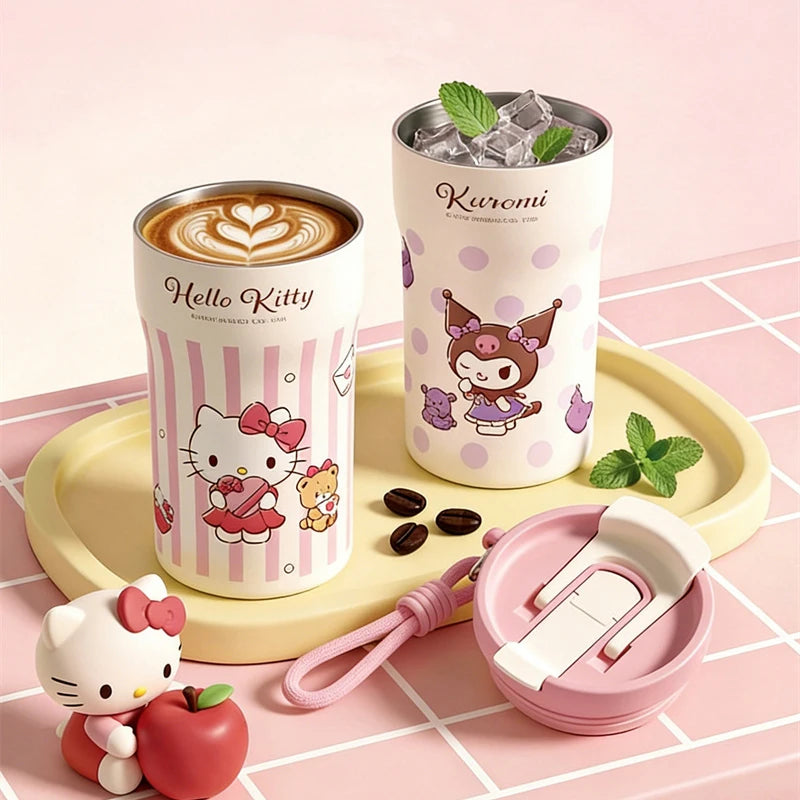 X&W Sanrio Thermos Mug Stainless Steel Double-drinking Water Bottle Cartoon Thermal Cup Coffee Mug Keep Hot & Cold Insulated Cup