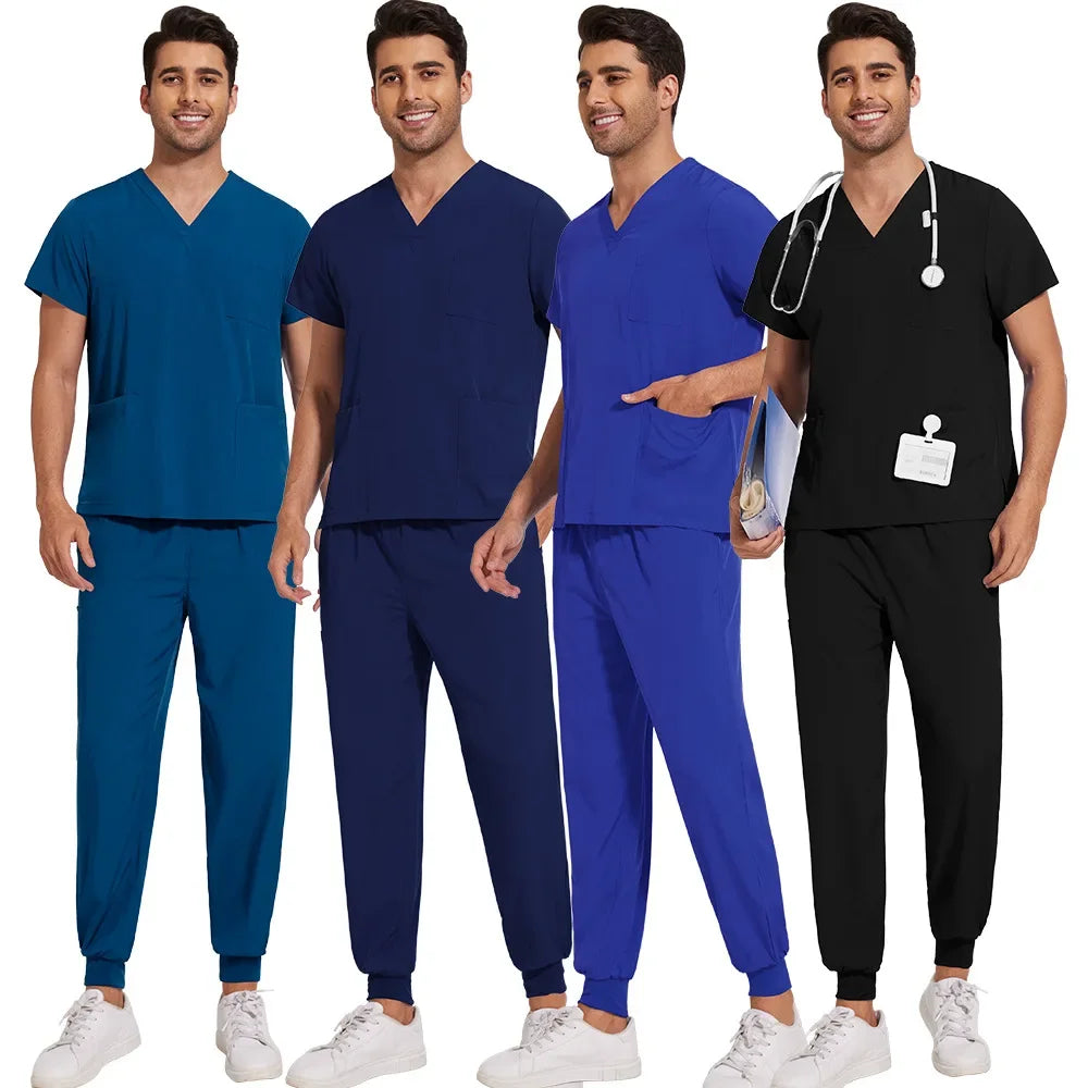 Slim Fit Men Medical Uniforms Women Scrubs Sets Doctors Nurses Accessories Dental Clinic Beauty Salon Spa Workwear Clothes Suits