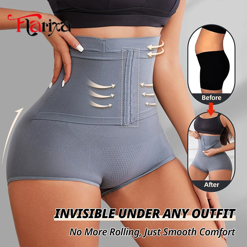 Flarixa Waist Shaper Tummy Slimming Women Panties Fajas With Hooks Seamless High Waist Shapewear Butt Lifter Body Shaper Briefs