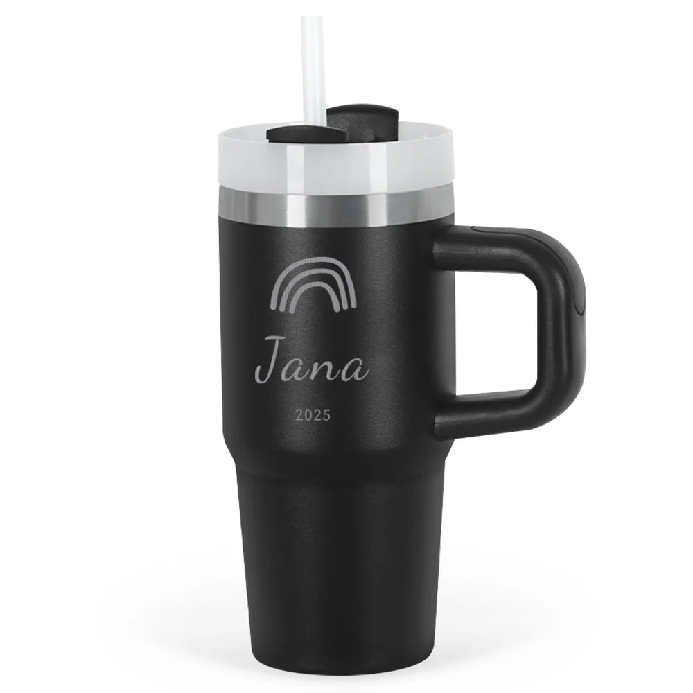 414ml Custom Thermal Water Bottle With Straw Stainless Steel coffee thermos Keeps Cold  Thermos water bottle personalized gifts