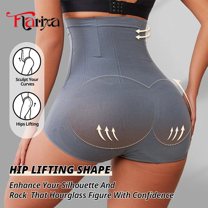 Flarixa Waist Shaper Tummy Slimming Women Panties Fajas With Hooks Seamless High Waist Shapewear Butt Lifter Body Shaper Briefs