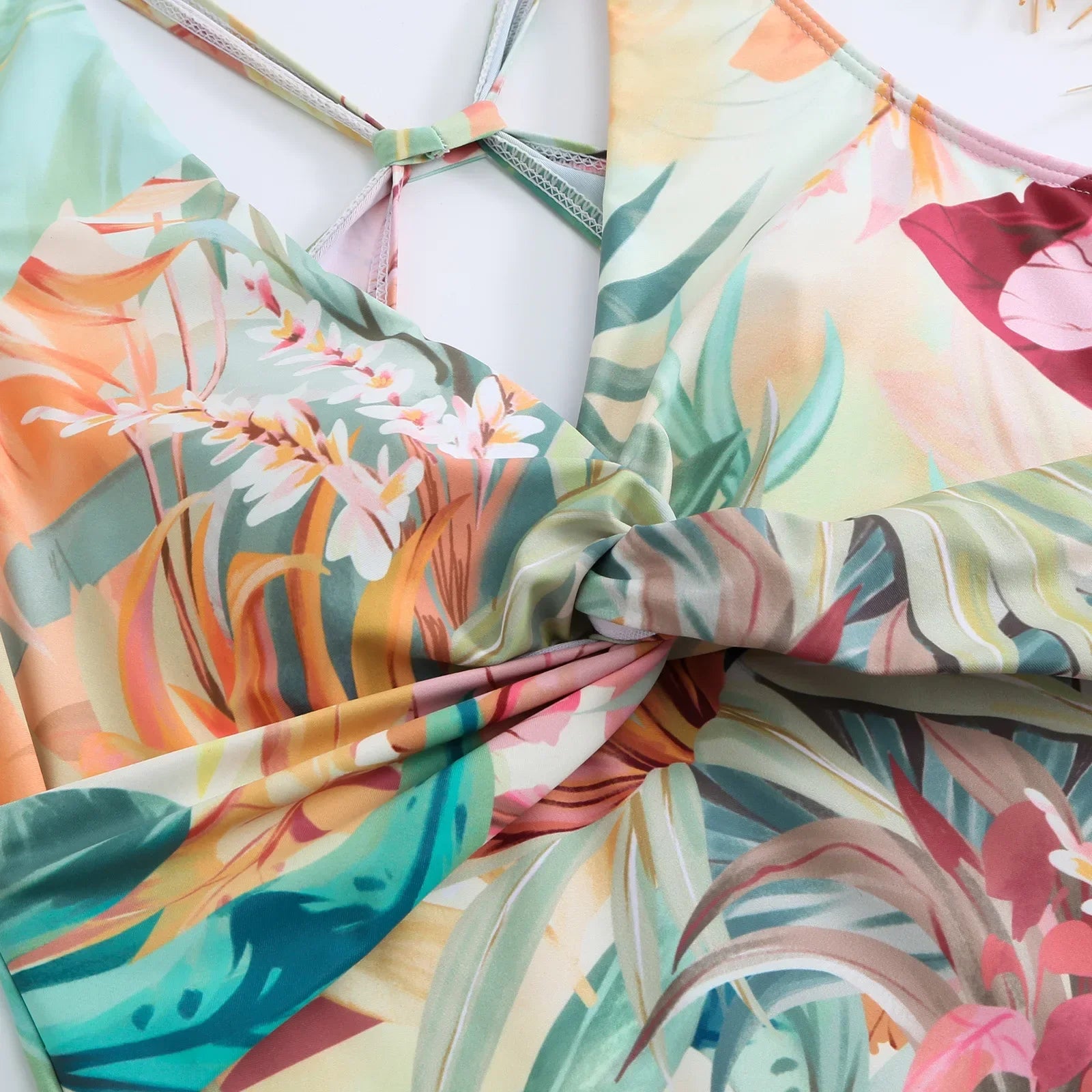 One-piece Bikini Set 2026 Women Floral Print V-neck Swimsuit Sexy High Waist Beach Skirt Bathing Suit Swimwear Summer Monokini