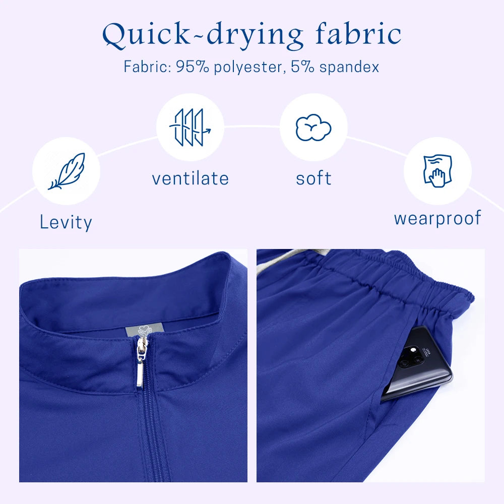 Elegant Polo=Collar Strech Medical Scrubs i Professional Clinic Uniform