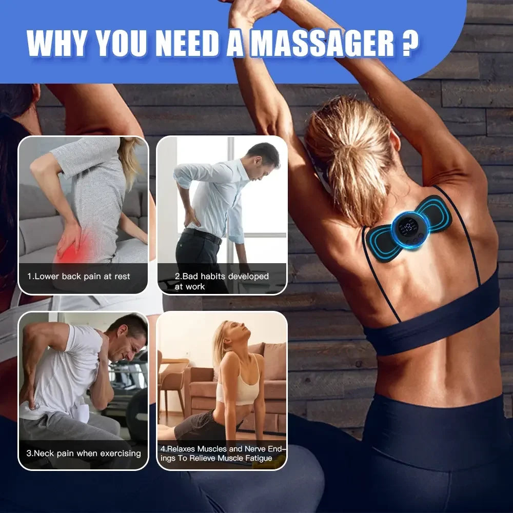Neck Massager Mini Electric Neck Massage EMS Cervical Back Vertebra Massage Patch 8 Modes Relieve Relax Muscle Fatigue Tools