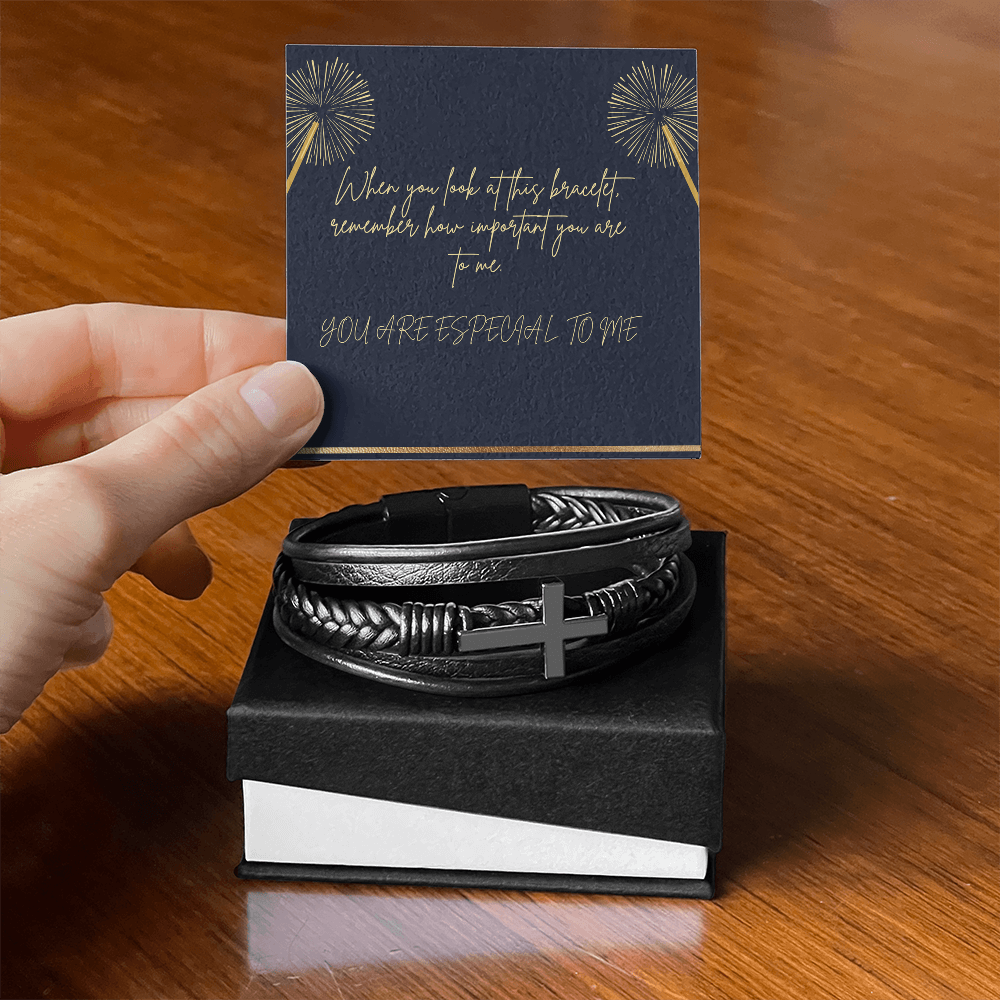 To an Incredible Man- Cross Leather Bracelet