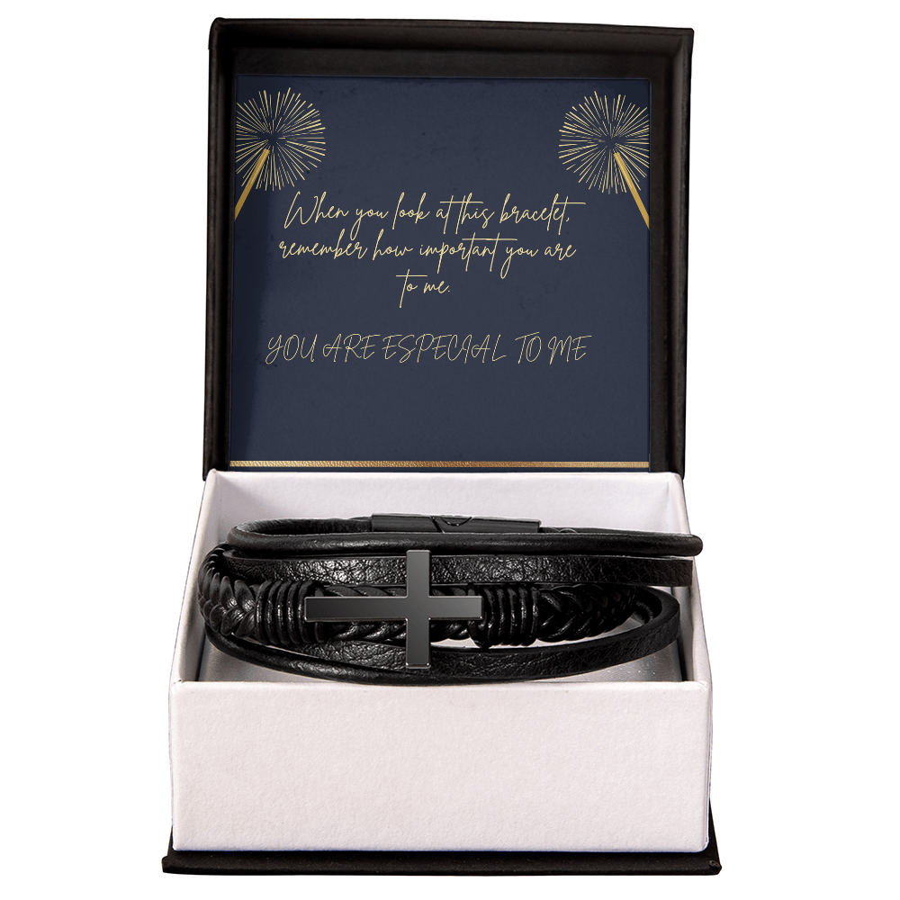 To an Incredible Man- Cross Leather Bracelet