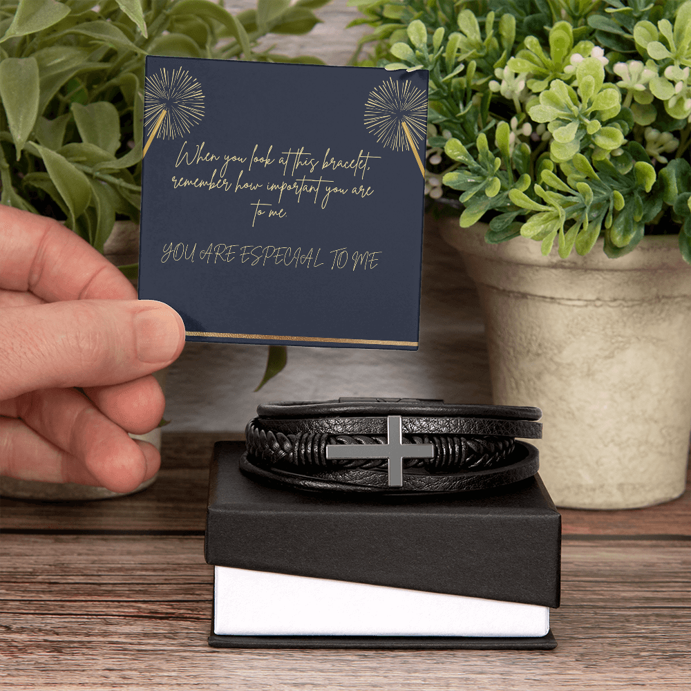 To an Incredible Man- Cross Leather Bracelet