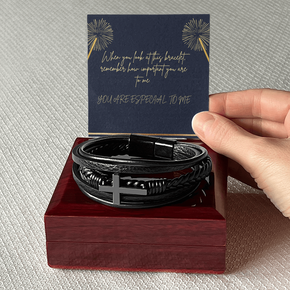 To an Incredible Man- Cross Leather Bracelet