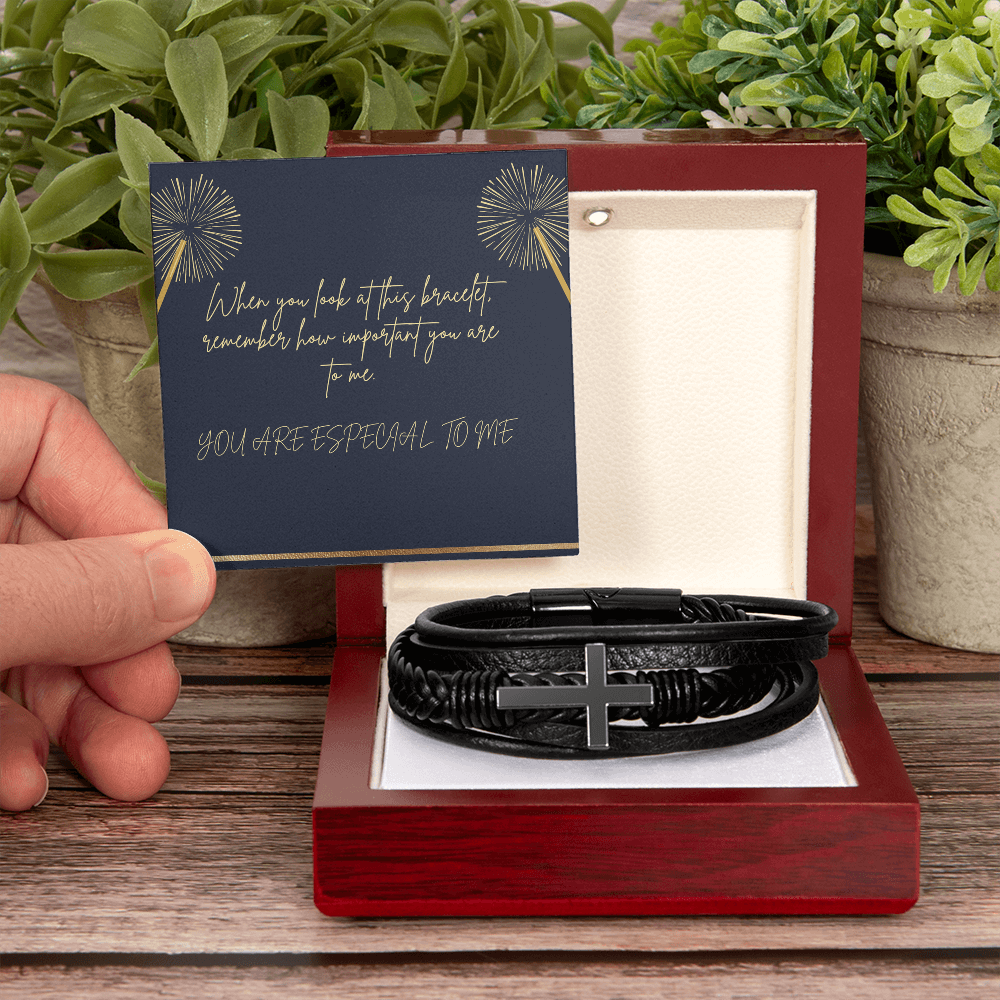 To an Incredible Man- Cross Leather Bracelet